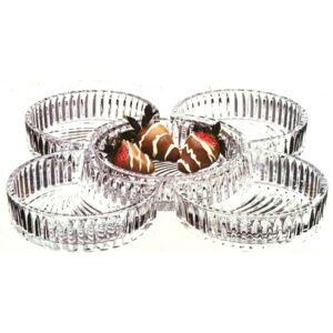 طقم 5 صحون مكسرات وتسالي زجاج