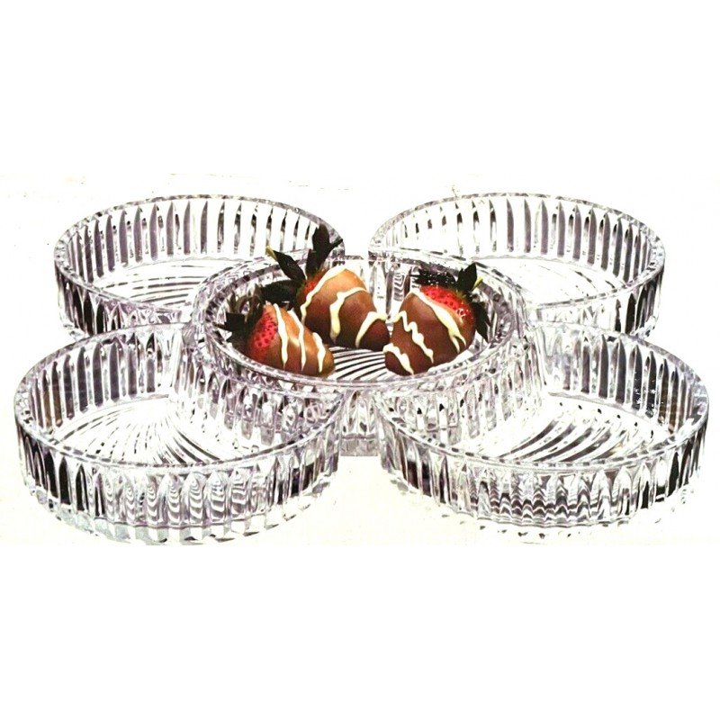 طقم 5 صحون مكسرات وتسالي زجاج