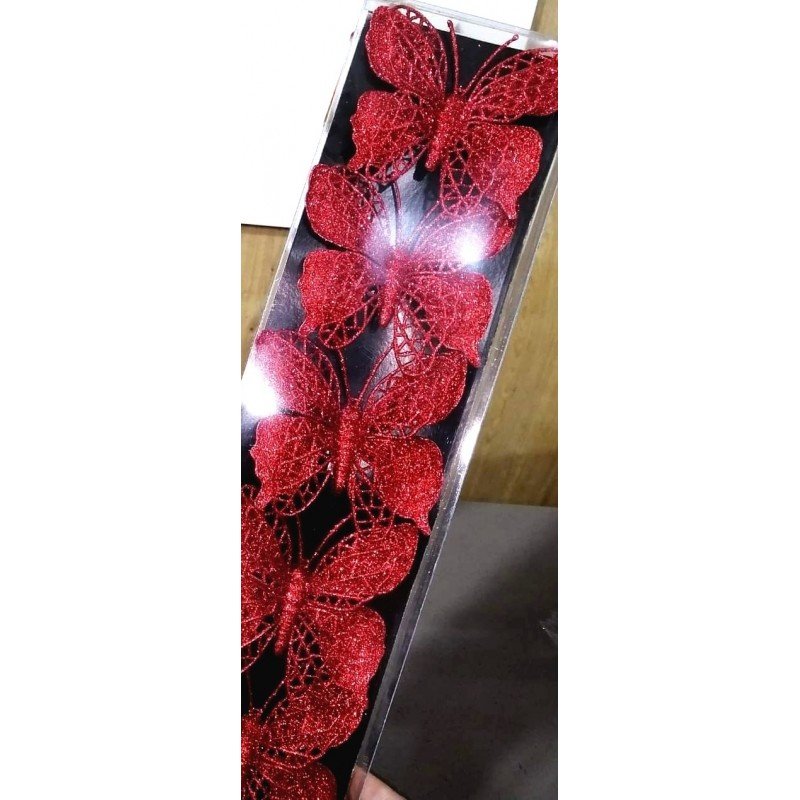 طقم 5 فراشات أحمر مع ملقط تعليق - Image 2