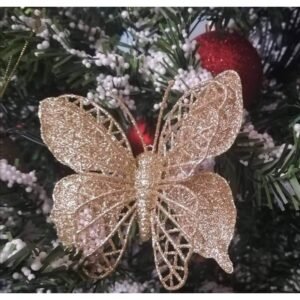 طقم 5 فراشات ذهبي مع ملقط تعليق