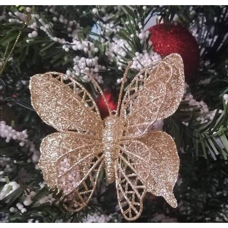 طقم 5 فراشات ذهبي مع ملقط تعليق