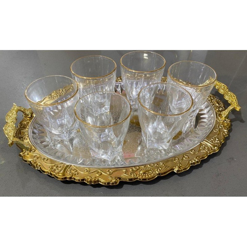 طقم 6 كاسات عصير مذهب