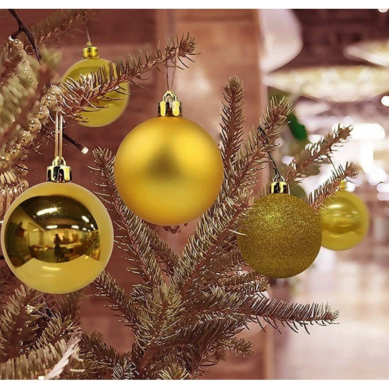 طقم 9 طابات كريسماس زينة لون ذهبي - Image 2