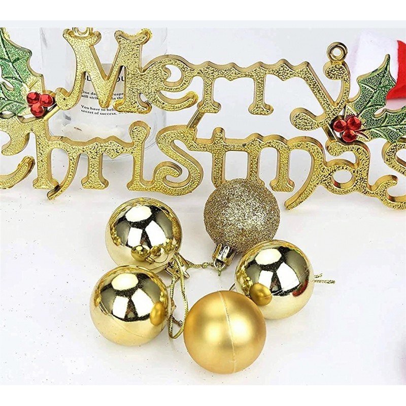 طقم 9 طابات كريسماس زينة لون ذهبي - Image 3
