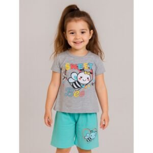 طقم أطفال بناتي تيشيرت + شورت