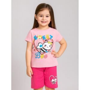 طقم أطفال بناتي تيشيرت + شورت