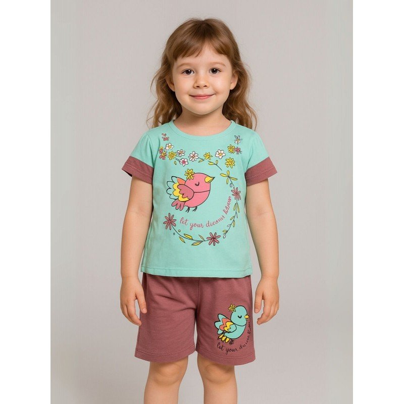 طقم أطفال قطعتين شورت + تيشيريت