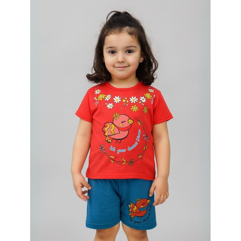 طقم أطفال قطعتين شورت + تيشيريت