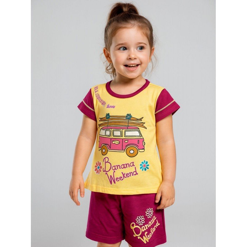 طقم أطفال قطعتين شورت + تيشيريت