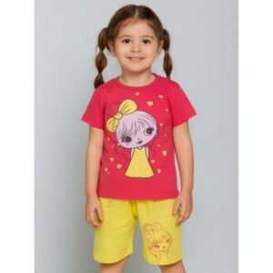 طقم أطفال قطعتين شورت + تيشيريت