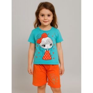 طقم أطفال قطعتين شورت + تيشيريت