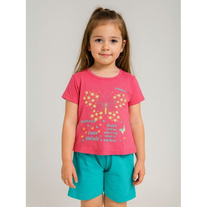 طقم أطفال قطعتين شورت + تيشيريت