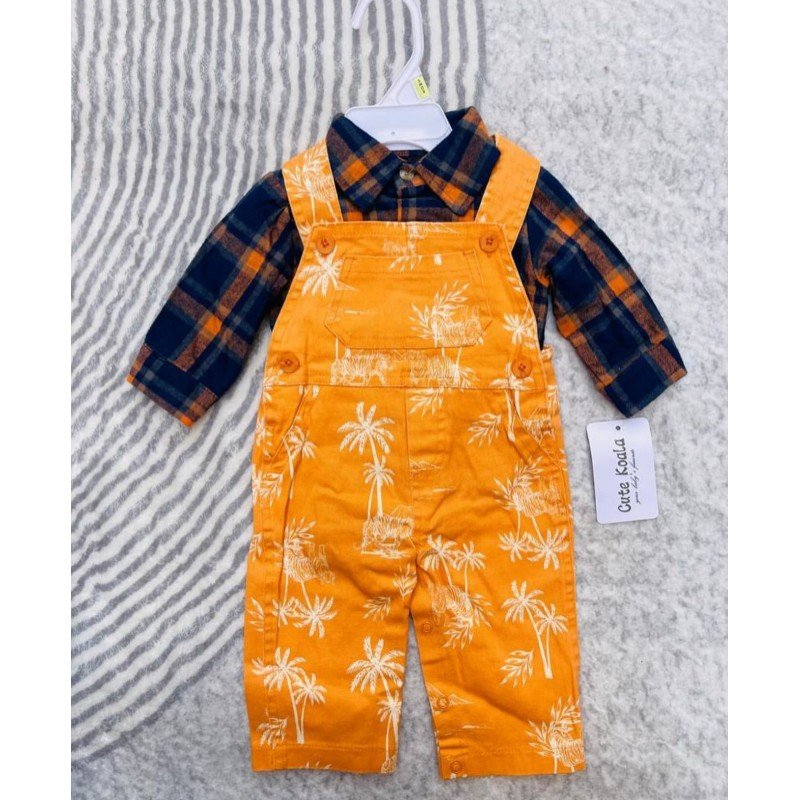 طقم أفرهول قطعتين لون برتقالي و كحلي