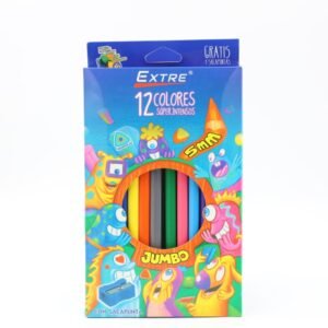 طقم ألوان خشب طويل جابمو مثلث 12 لون مع مبراة