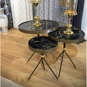 طقم اسكملات خشبي 3 قطع لون أسود