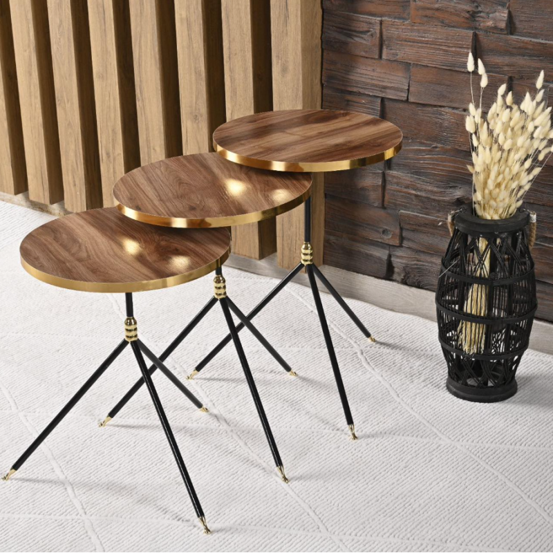 طقم اسكملات خشبي 3 قطع لون بني