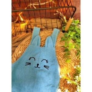 طقم افرهول مع بلوزة كم بناتي لون أخضر فيروزي وأبيض