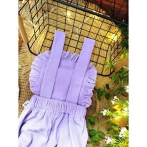 طقم افرهول مع بلوزة كم بناتي لون بنفسجي وأبيض