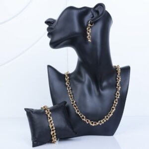 طقم اكسسوارات 3 قطع لون ذهبي بتصميم حلقات