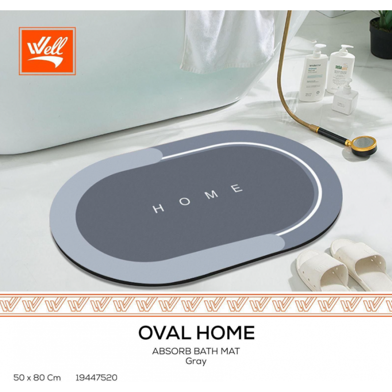 دعسة حمام فائقة الامتصاص OVAL HOME GRAY 50X80 CM