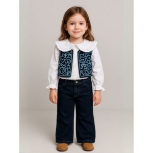 طقم بناتي 3 قطع كحلي