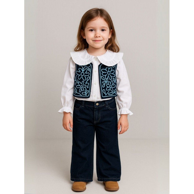 طقم بناتي 3 قطع كحلي