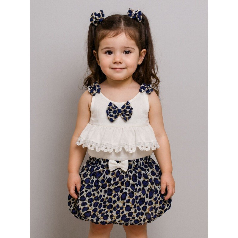 طقم بناتي قطعتين بلوزة وتنورة