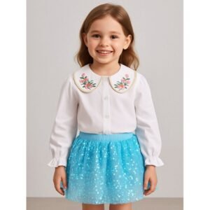 طقم بناتي قطعتين تنورة وقميص