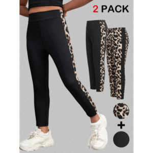 طقم بنطال تايد للام وبنتها بنقشة النمر لون اسود