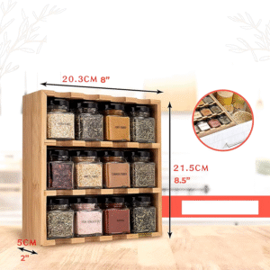 طقم بهارات مع ستاند خشبي حجم 21.5×20.3 سم