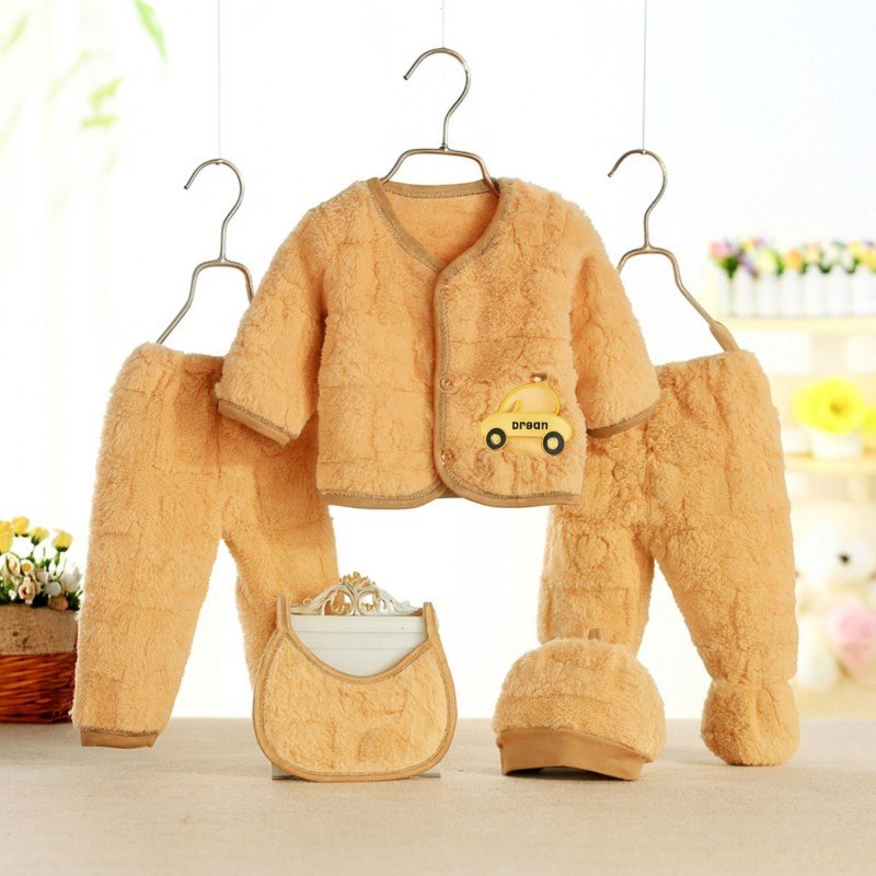 طقم بيبي (6 قطع) للأطفال لون بني فاتح