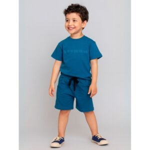 طقم تيشيرت و شورت لون أزرق