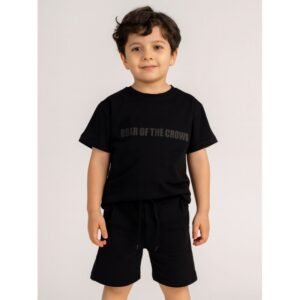 طقم تيشيرت و شورت لون أسود