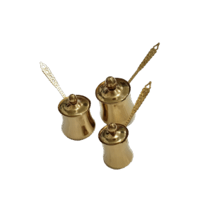 طقم ثلاث بكارج قهوة ثقيلة ذهبي مع غطاء