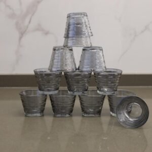 طقم فنجان قهوة سادة زجاج موشح رمادي 12 قطعة