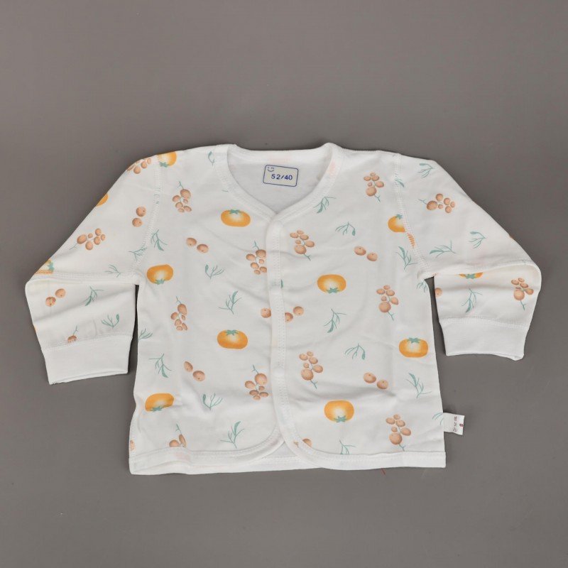 طقم حديثي الولادة 5 قطع لون أبيض بتصميم حبة برتقال