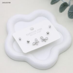 طقم حلوق مجموعة شكل ببيونة لون فضي