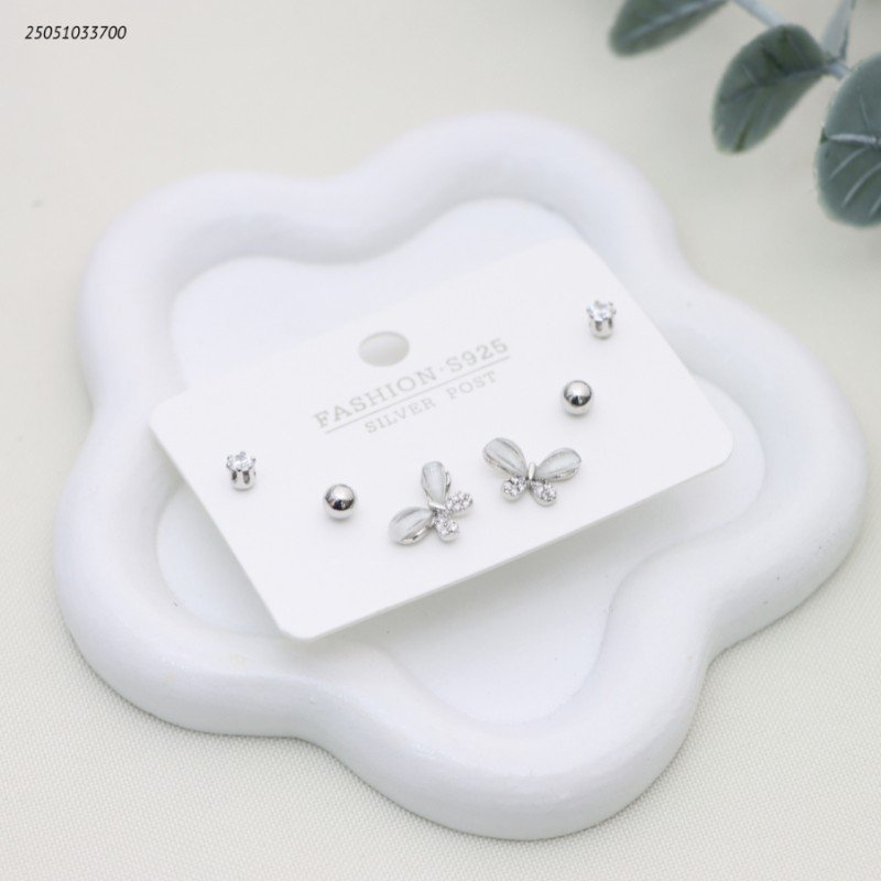 طقم حلوق مجموعة شكل ببيونة لون فضي