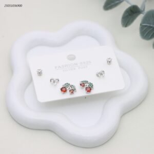 طقم حلوق مجموعة شكل كرزة لون فضي