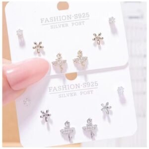 طقم حلوق مجموعة شكل ورود لون فضي