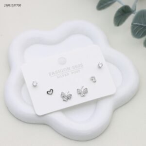 طقم حلوق مجموعة ناعمة شكل أوراق لون فضي