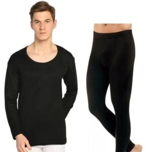 طقم داخلي رجالي (قطعتين بلوزه كم وبنطلون) للرجال لون أسود