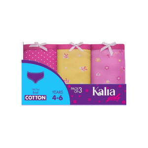 طقم داخلي بناتي مطبوع مجرود بريف (3 قطع) بثلاث ألوان