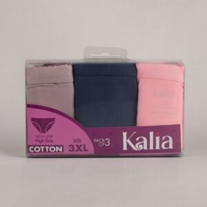 طقم داخلي مجرود استيك عريض (3 قطع) للنساء بثلاث ألوان