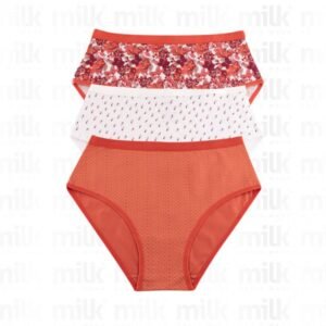 طقم داخلي نسائي قطن 3 قطع بألوان مختلفة