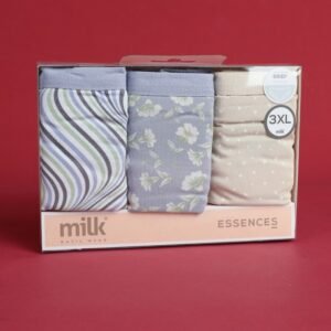 طقم داخلي نسائي قطن من 3 قطع milk بألوان مختلفة