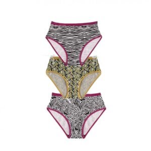 طقم داخلي نسائي قطني مُكون من 3 قطع بألوان متعددة