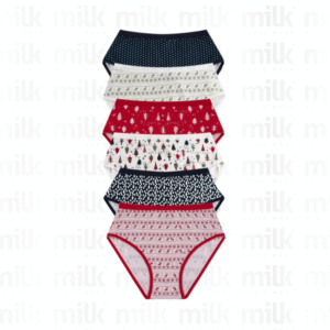 طقم داخلي نسائي قطني مُكون من 6 قطع بألوان متعددة