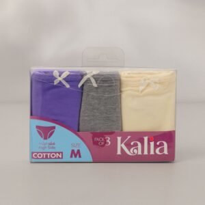 طقم داخلي هاي سايد سادة (3 قطع) للنساء بثلاث ألوان