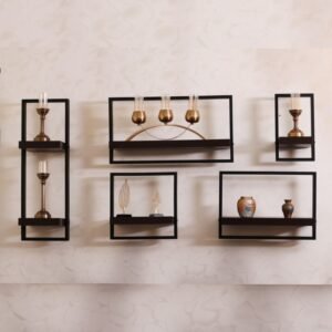 طقم رفوف خشبية 5 قطع Floating Shelves